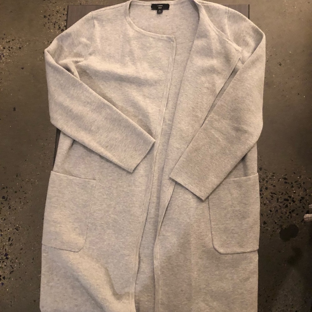 J. Crew, cardigan jacket, light gray
